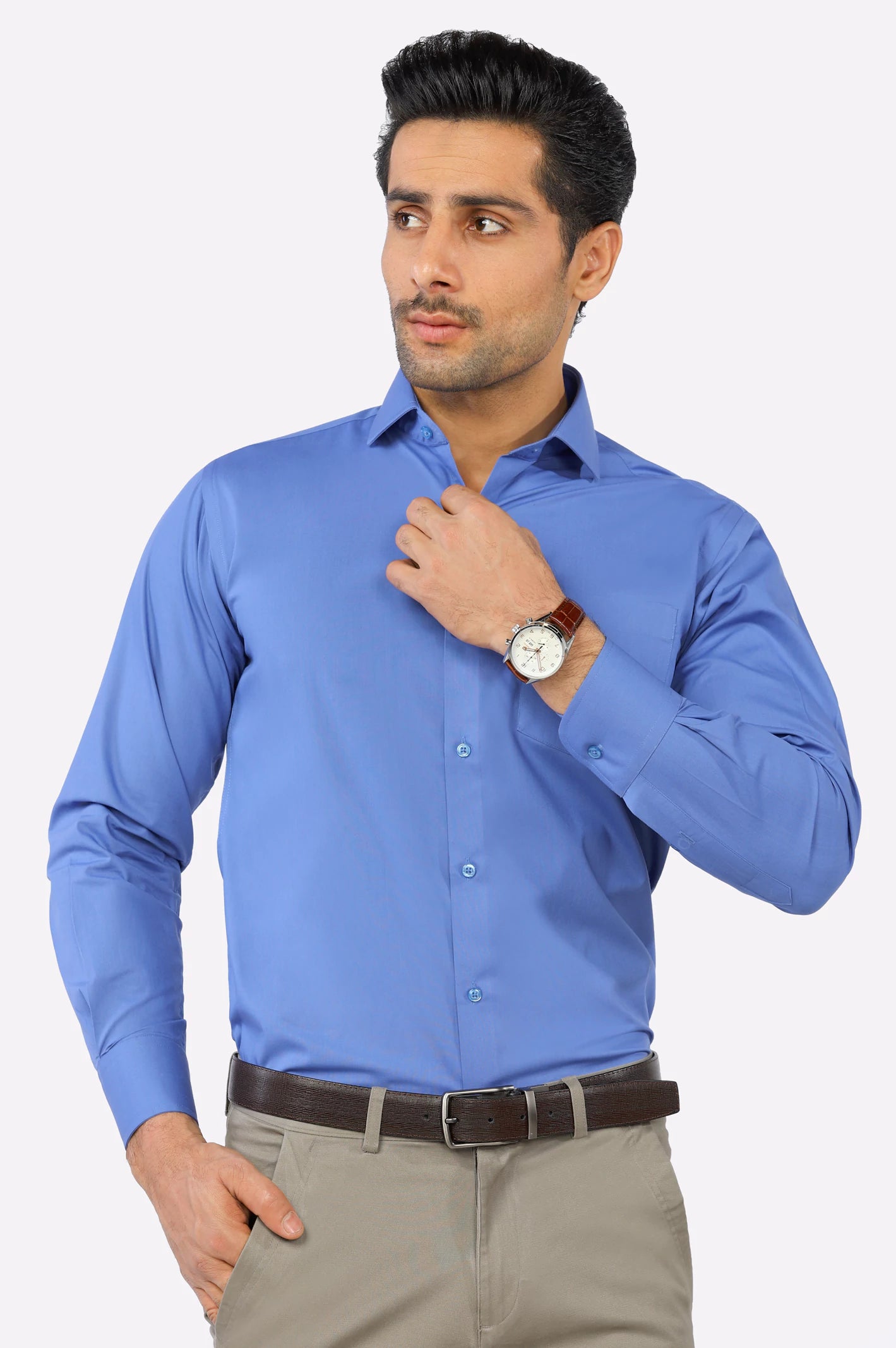 Dark Blue Plain Formal Shirt From Diners