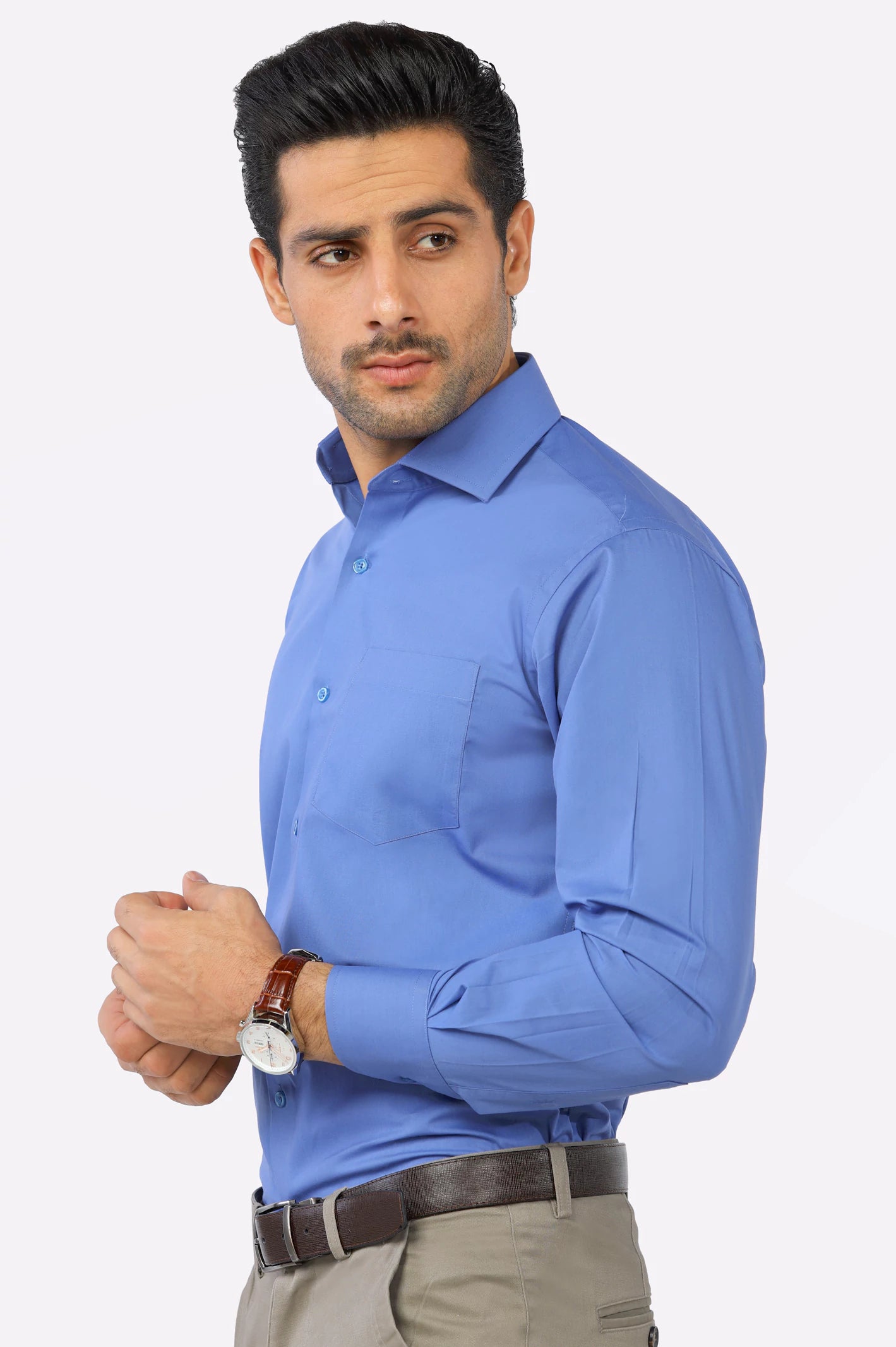 Dark Blue Plain Formal Shirt From Diners