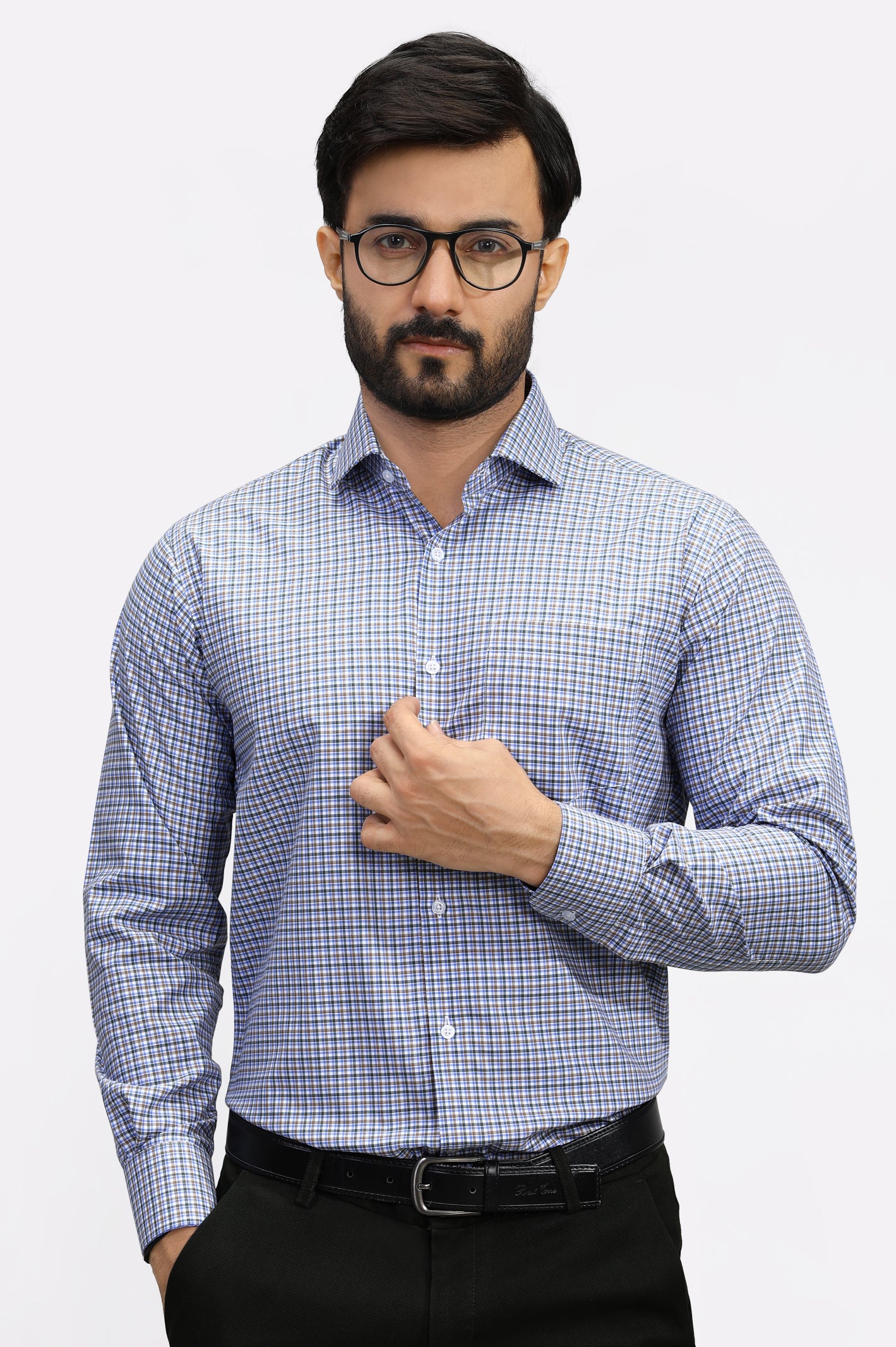 Multicolor Mini-Check Formal Shirt From Diners