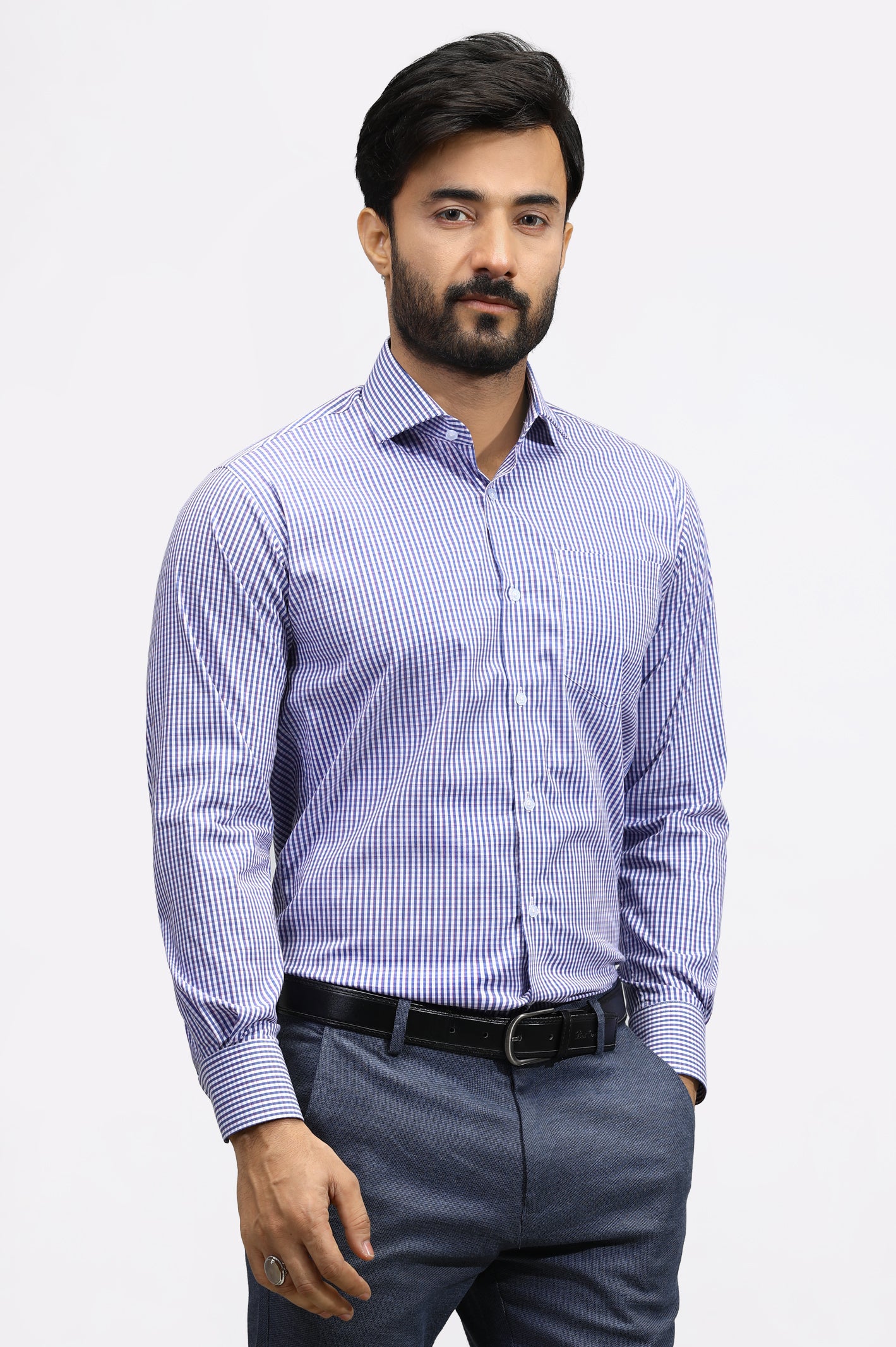 Multicolor Mini-Check Formal Shirt From Diners