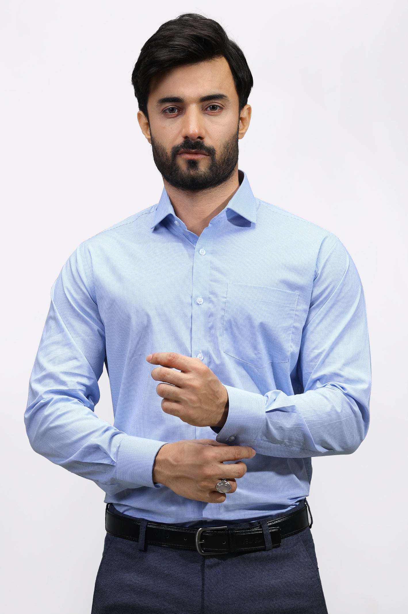 Light Blue Textured Formal Shirt From Diners