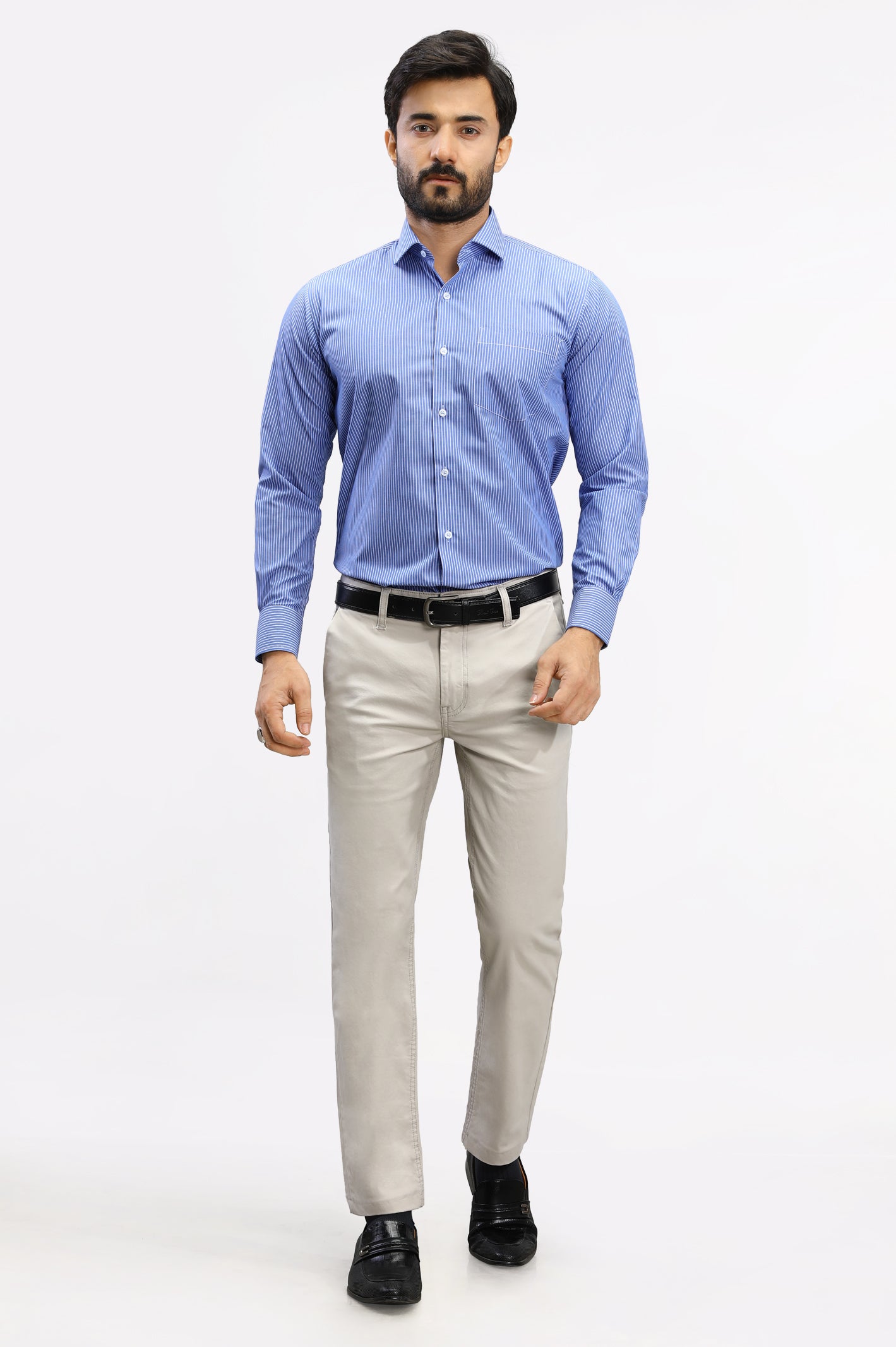 Blue Hairline Stripe Formal Shirt From Diners