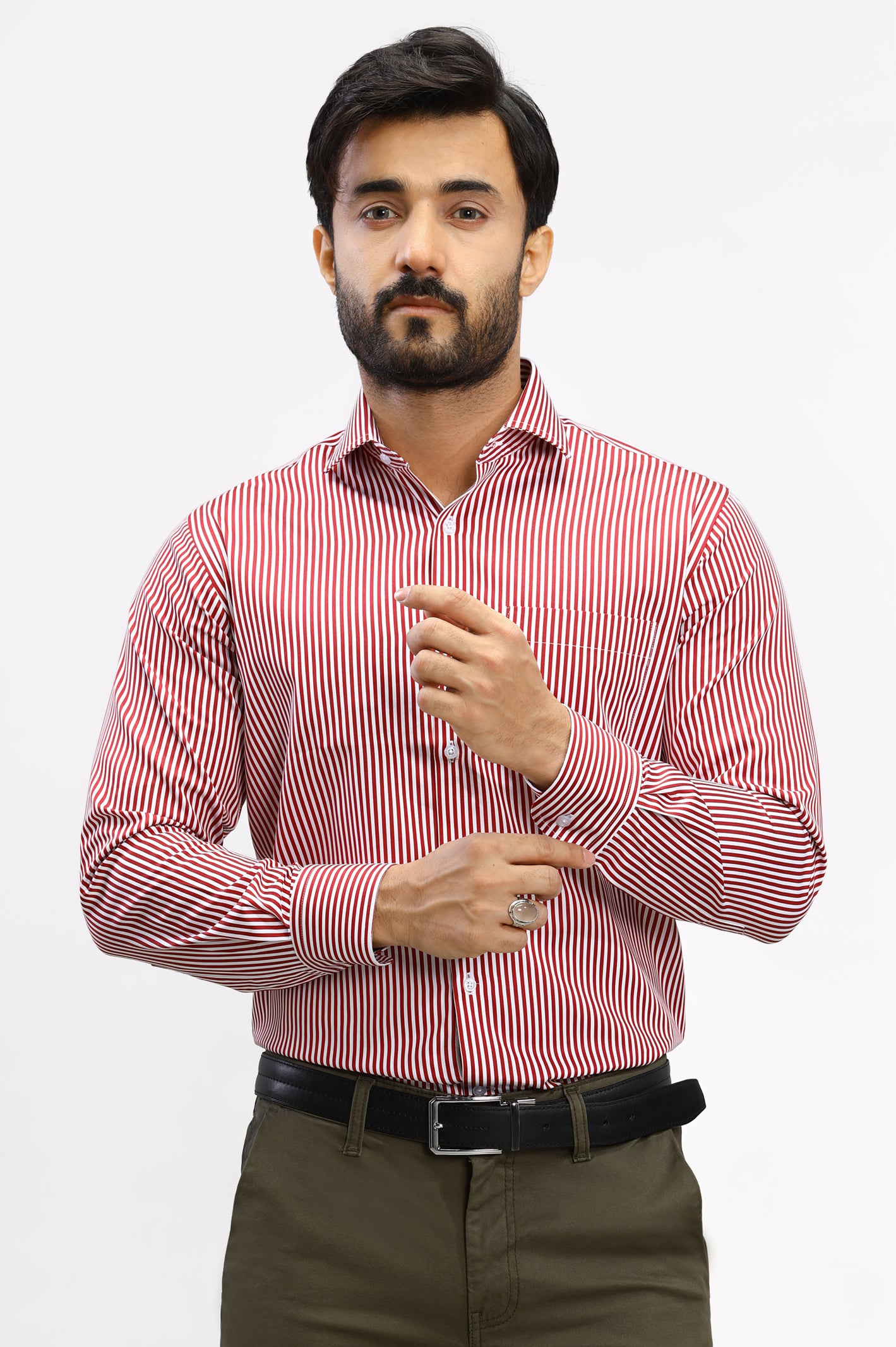 Red Bengal Stripe Formal Shirt From Diners