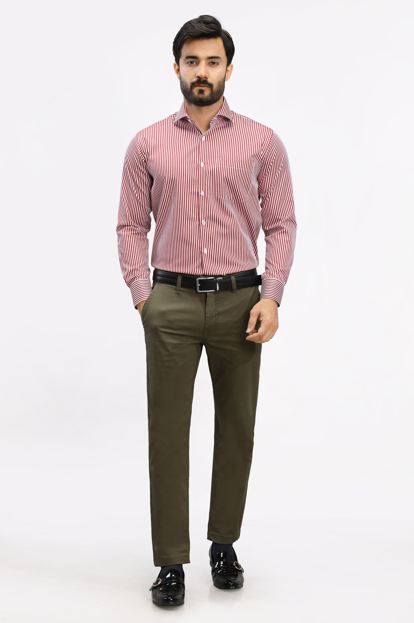 Red Bengal Stripe Formal Shirt From Diners