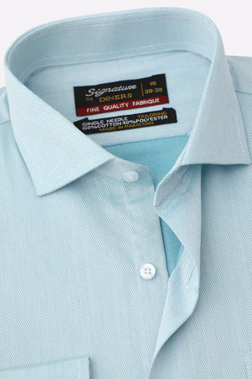 Blue Self Textured Formal Shirt
