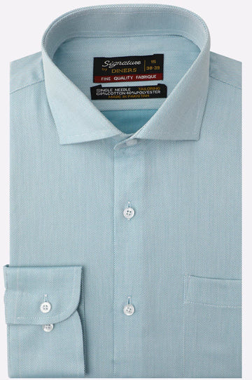 Blue Self Textured Formal Shirt