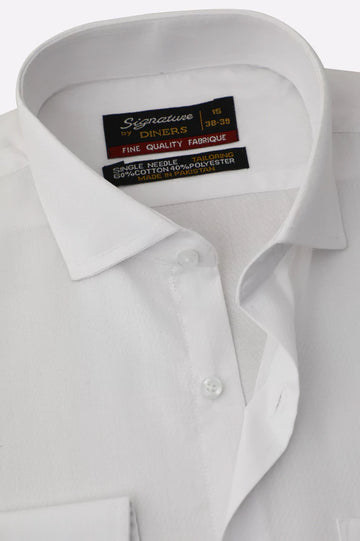 White Self Textured Formal Shirt