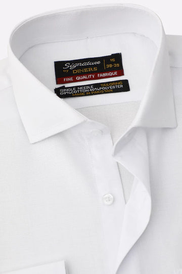White Self Textured Formal Shirt