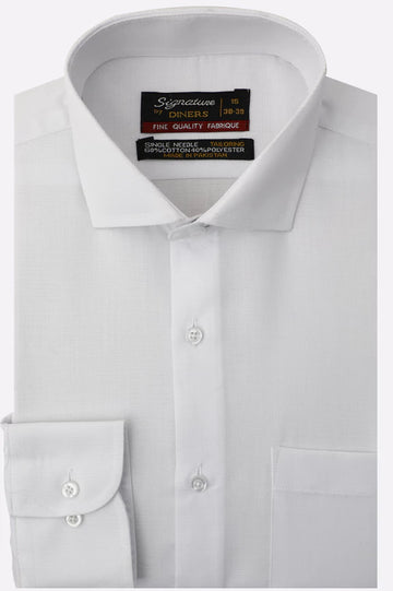 White Self Textured Formal Shirt