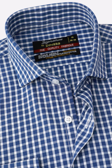 Blue Gingham Check Formal Shirt
