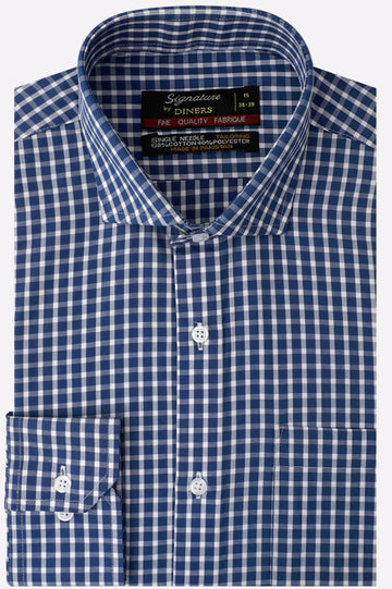 Blue Gingham Check Formal Shirt