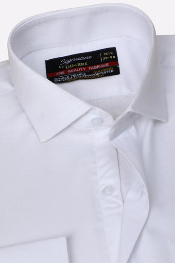 White Self Textured Formal Shirt