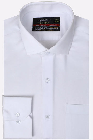 White Self Textured Formal Shirt