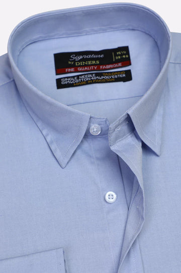 Blue Self Textured Formal Shirt