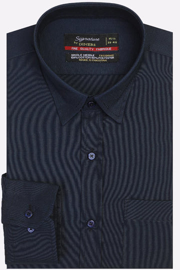 Navy Blue Self Textured Formal Shirt