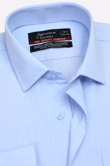 Sky Blue Self Textured Formal Shirt
