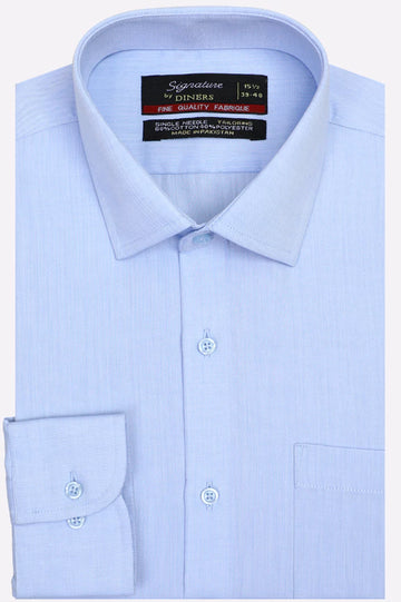 Sky Blue Self Textured Formal Shirt
