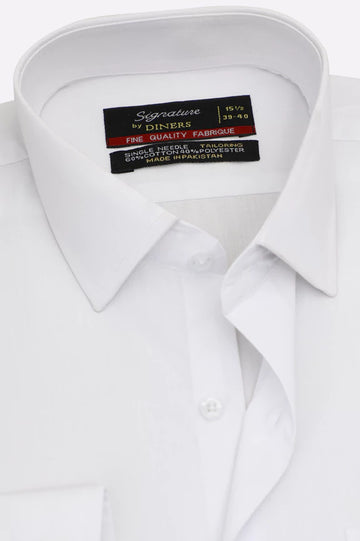 White Self Textured Formal Shirt