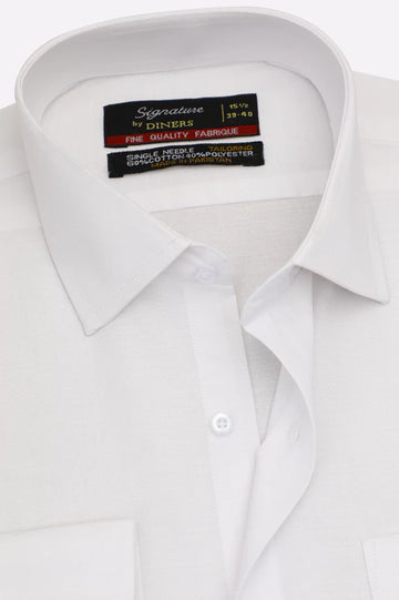 White Self Textured Formal Shirt