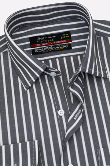 Grey Pinstripes Formal Shirt