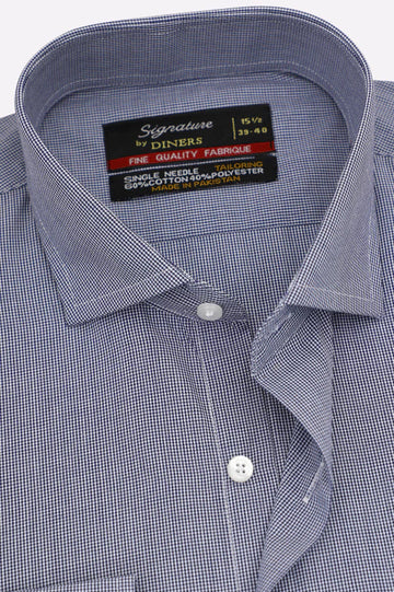 Black Houndstooth Check Formal Shirt