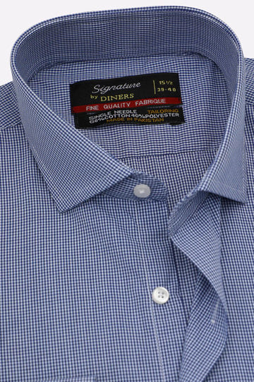 Blue Houndstooth Check Formal Shirt