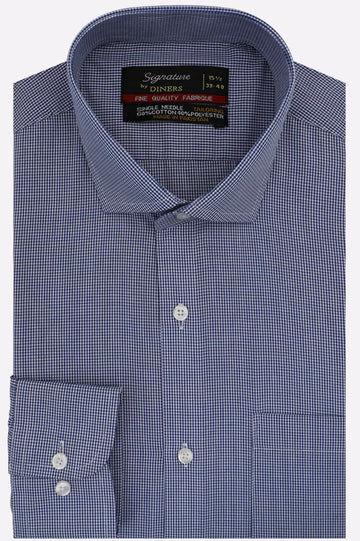 Blue Houndstooth Check Formal Shirt