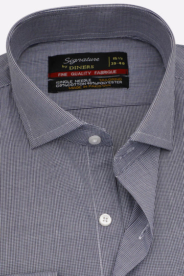 Blue Houndstooth Check Formal Shirt