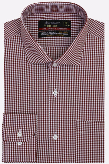 Maroon Mini-Check Formal Shirt