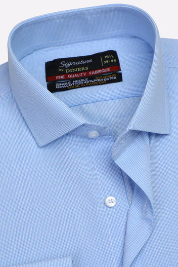 Blue Houndstooth Check Formal Shirt