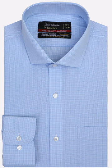 Blue Houndstooth Check Formal Shirt