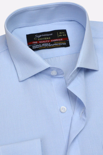 Light Blue Houndstooth Check Formal Shirt