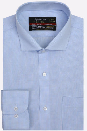 Light Blue Houndstooth Check Formal Shirt