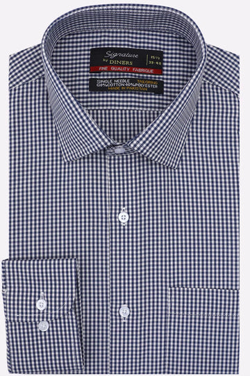 Dark Blue Gingham Check Formal Shirt