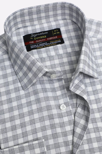 Grey Gingham Check Formal Shirt