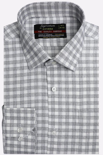 Grey Gingham Check Formal Shirt