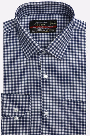 Blue Gingham Check Formal Shirt
