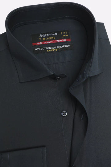 Navy Blue Self Textured Formal Shirt