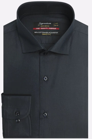 Navy Blue Self Textured Formal Shirt