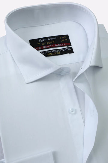 White Self Textured Formal Shirt