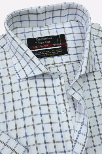 Windowpane Check Formal Shirt (Half Sleeves)