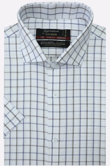 Windowpane Check Formal Shirt (Half Sleeves)