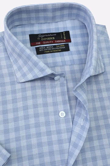 Blue Check Formal Shirt (Half Sleeves)