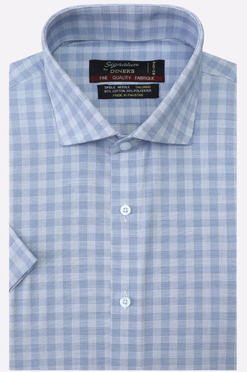 Blue Check Formal Shirt (Half Sleeves)