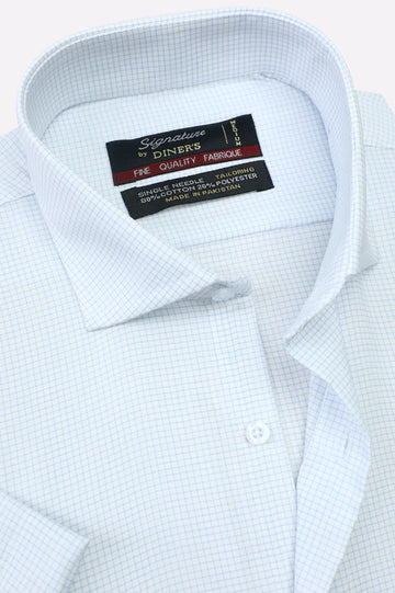 White Check Formal Shirt (Half Sleeves)