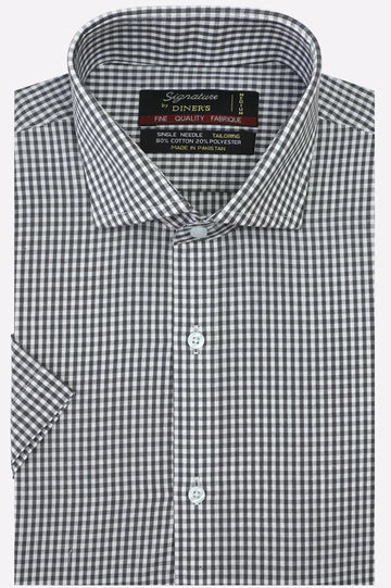 Black Gingham Check Formal Shirt (Half Sleeves)