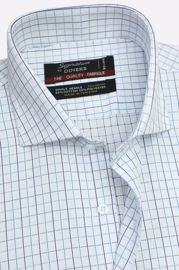 Windowpane Check Formal Shirt (Half Sleeves)