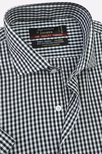 Black Gingham Check Formal Shirt (Half Sleeves)
