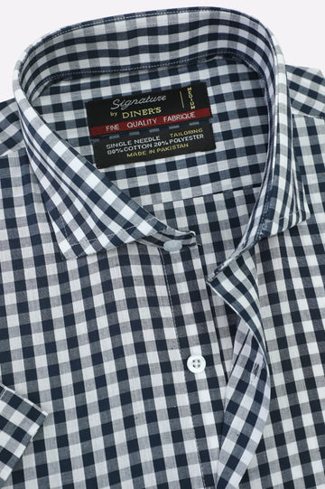 Gingham Check Formal Shirt (Half Sleeves)