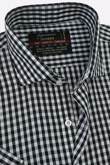 Black Check Formal Shirt (Half Sleeve)